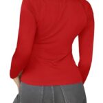 Abardsion 2024 Women Casual Activewear T Shirts Basic Crewneck Raglan Sleeve Slim Tight Fit Going Out Tops (Big Red, S)