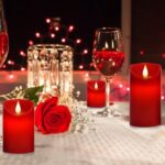 Roomsily Flameless Battery Operated Flickering Candles:3PACK Red Real Wax Pillar Candle,Electric LED Candle with 10-Key Remote Control and 24 Hours Timer for Home Decoration Holiday Party