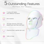 LOUDYKACA Led Face Mask Light Therapy 7 Color Led Light Therapy Facial Mask Blue Red Light Therapy for Face Acne Reduction Skin Care Mask