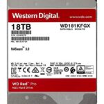 Western Digital 18TB WD Red Pro NAS Internal Hard Drive HDD – 7200 RPM, SATA 6 Gb/s, CMR, 256 MB Cache, 3.5″ – WD181KFGX