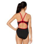 Speedo Women’s Swimsuit One Piece Endurance+ Flyback Solid Adult Team Colors Black/Red, 34