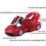 Alloy Collectible Red Ferrari Race LaFerrari Pull Back Vehicles Diecast Cars Model with Lights and Sound