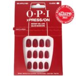 OPI xPRESS/ON Big Apple Red | Classic Red Short Round Press On Nails | With Nail Glue | Long Lasting, Reusable, Non-damaging