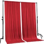 AK TRADING CO. 10 feet x 10 feet Polyester Backdrop Drapes Curtains Panels with Rod Pockets – Wedding Ceremony Party Home Window Decorations – RED (DRAPE-5×10-RED)