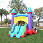 HeroKiddo Jelly Bean Castle Bouncer with Dual Slides, 100% Commercial PVC Vinyl, 13 x 17 ft. (Blower Included) – Pool Sold Separately, Blue, Purple, Yellow, red, Green (HKC-JCastle26)