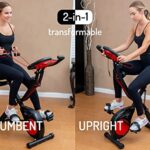 YYFITT 3-In-1 Folding Exercise Bike, Stationary Bikes for Home with Arm Workout Bands, Indoor Fitness Bike with 16 Levels Magnetic Resistance, Fully Support Back Pad and Phone/Tablet Holder, 2-in-1 Bike Frame