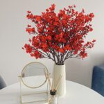 Uieke 6 Pcs Babys Breath Artificial Flowers Bulk Silk Red Faux Flowers Real Touch Gypsophila Bouquet for Christmas Halloween Home Wedding Decoration