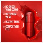 Maybelline Super Stay Vinyl Ink Longwear No-Budge Liquid Lipcolor Makeup, Highly Pigmented Color and Instant Shine, Red-Hot, Fire Engine Red Lipstick, 0.14 fl oz, 1 Count