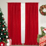 Red Sequin Backdrop 2 Panels 2FTx8FT Christmas Party Backdrop Curtains Glitter Photo Background Wedding Stage Decorations