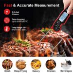 Meat Thermometer Digital for Grilling and Cooking – ANDAXIN Waterproof Ultra-Fast Instant Read Food thermometers with Backlight & Calibration for Kitchen, Deep Fry, BBQ, Grill(Red/Black), LCD