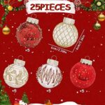 25pcs Christmas Ornaments Sets 2.36” Christmas Ball Ornaments Christmas Tree Ornaments Shatterproof Xmas Balls Bulbs for Holiday Wedding Party Christmas Tree Decoration /56(Color:Red Green White)