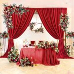 10×10 Red Backdrop Curtain for Parties Wedding Wrinkle Free Red Photo Curtains Backdrop Drapes Fabric Decoration for Birthday Party Baby Shower Christmas 5ft x 10ft,2 Panels