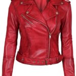 red leather motorcycle jacket